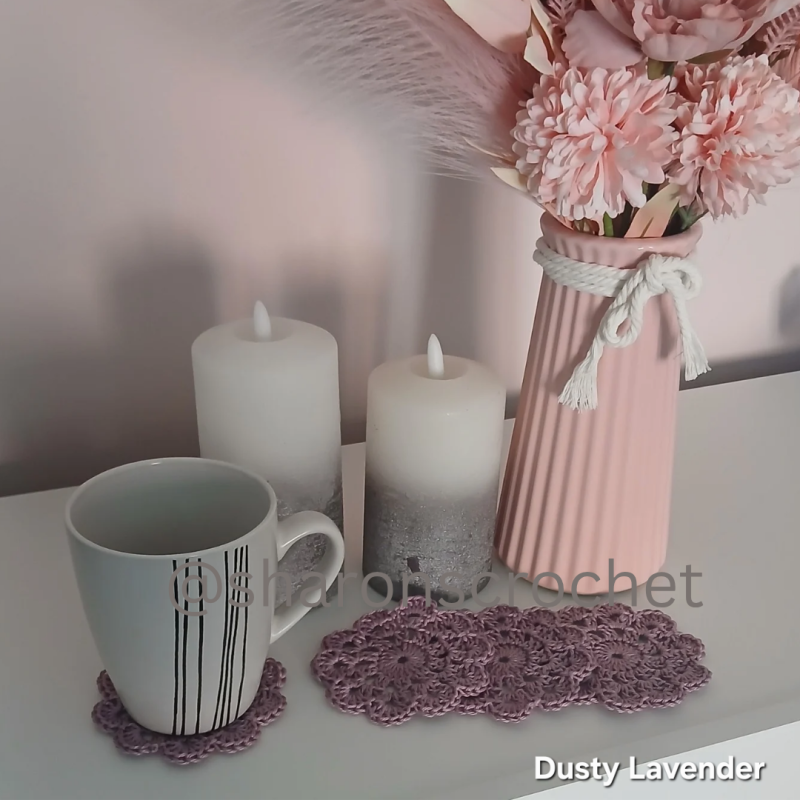 🧶 Handmade Crochet Cotton Coasters x4