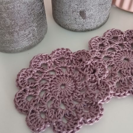 🧶 Handmade Crochet Cotton Coasters x4