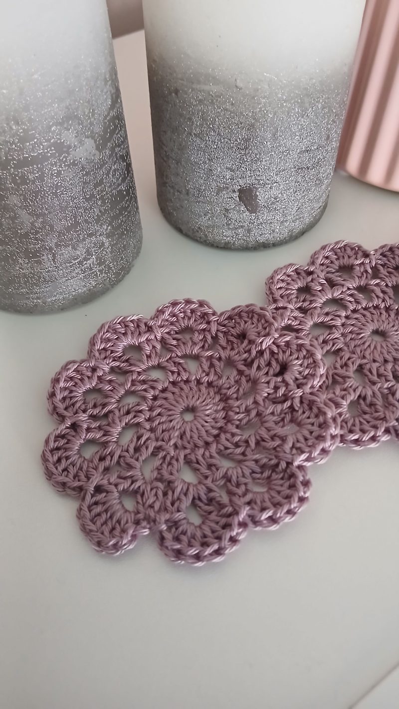 🧶 Handmade Crochet Cotton Coasters x4