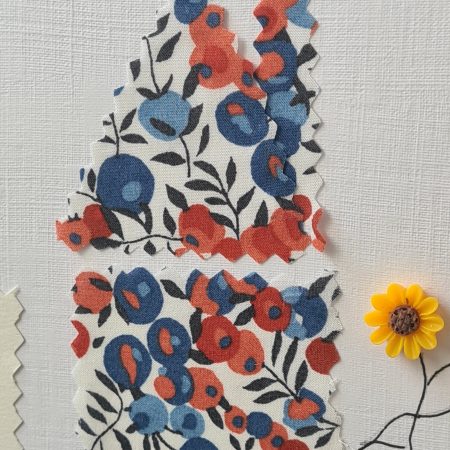 Handmade New Home Card with Liberty Fabric and Sunflowers