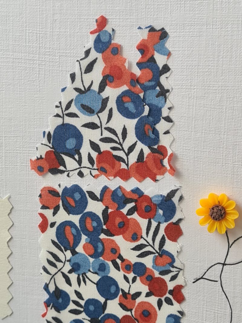 Handmade New Home Card with Liberty Fabric and Sunflowers