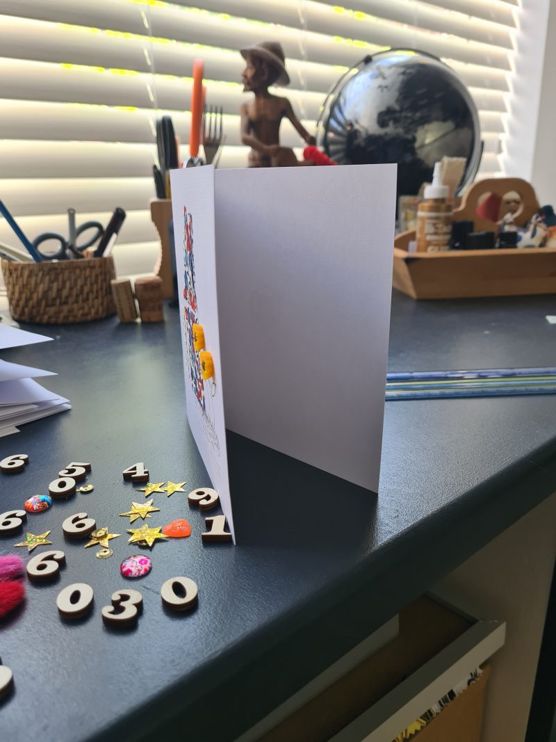 Handmade New Home Card with Liberty Fabric and Sunflowers