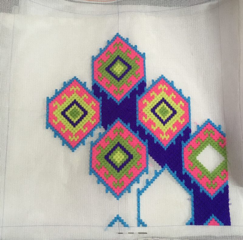 Original needlepoint cushion in bold design