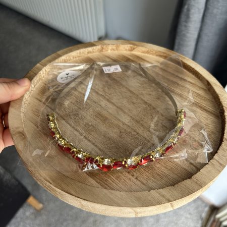 Beautiful red and gold beaded headband