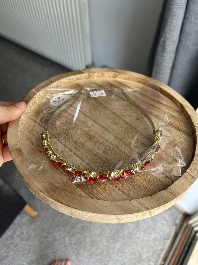 Beautiful red and gold beaded headband