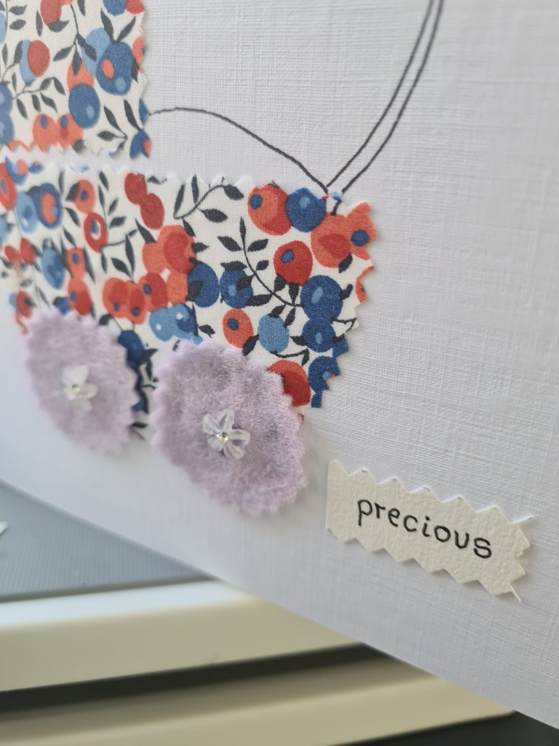 Handmade New Baby Card with Fabric Appliqué Pram Design