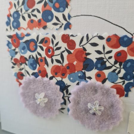 Handmade New Baby Card with Fabric Appliqué Pram Design