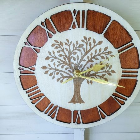 Tree of Life Clock, made up of two layers of wood