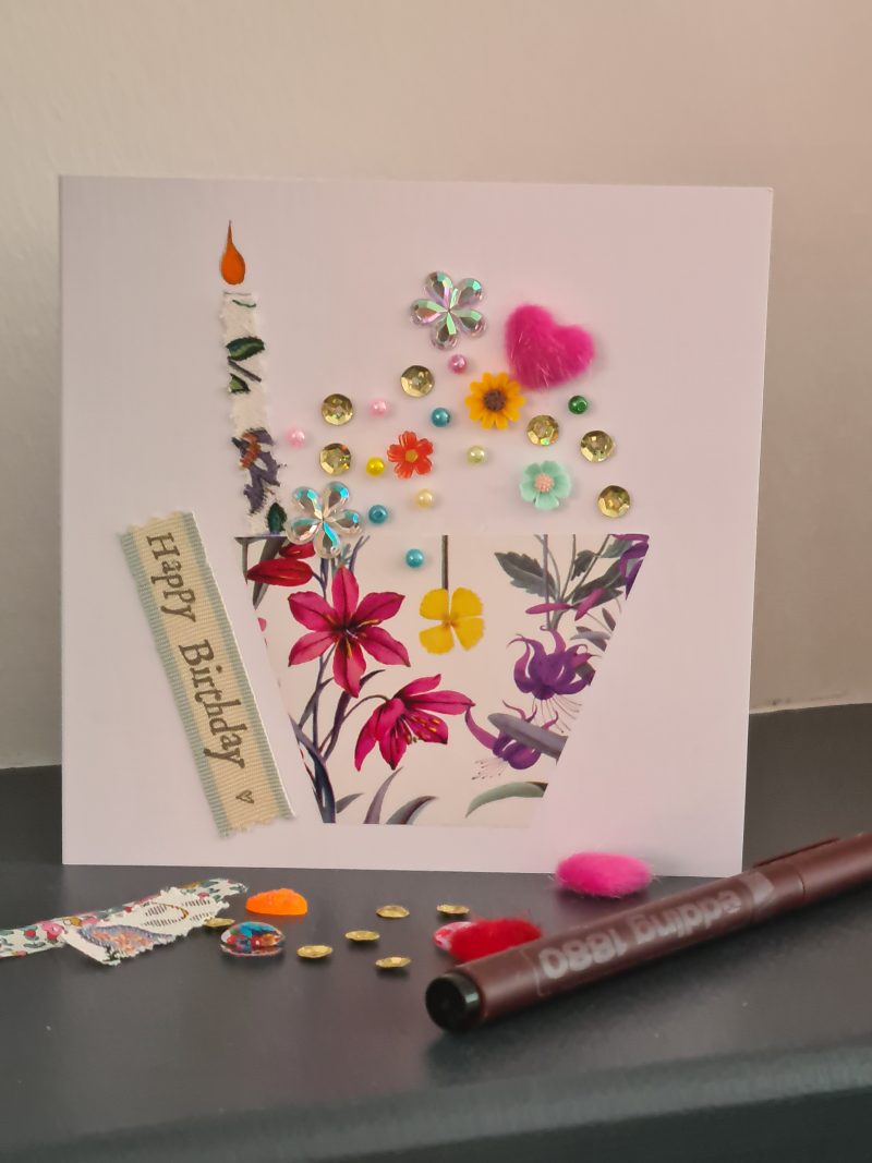 Handmade Birthday Card. Celebrate a special birthday with a cupcake!