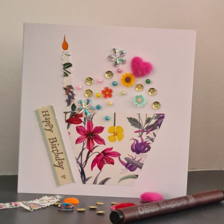 Handmade Birthday Card. Celebrate a special birthday with a cupcake!