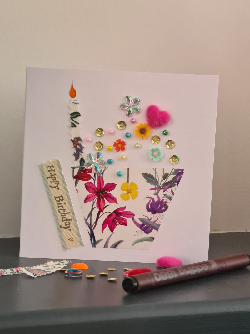 Handmade Birthday Card. Celebrate a special birthday with a cupcake!