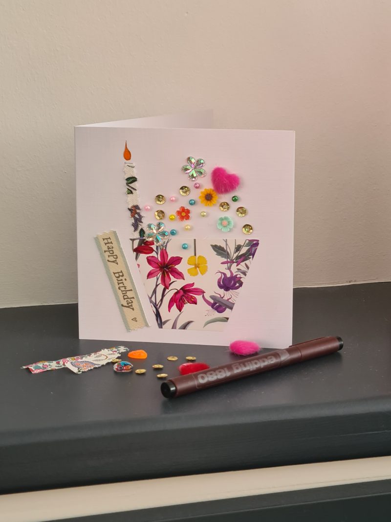Handmade Birthday Card. Celebrate a special birthday with a cupcake!