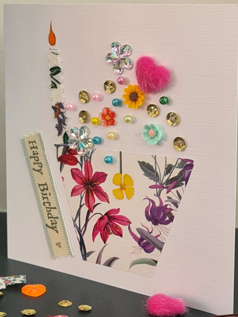 Handmade Birthday Card. Celebrate a special birthday with a cupcake!