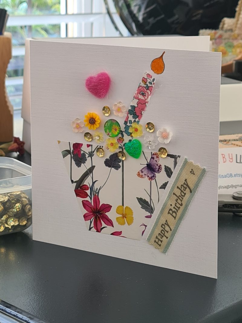 Handmade Birthday Card. Celebrate a special birthday with a cupcake!