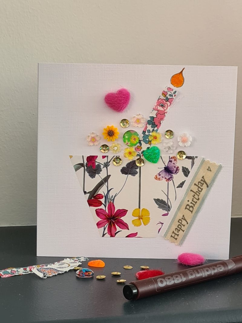 Handmade Birthday Card. Celebrate a special birthday with a cupcake!