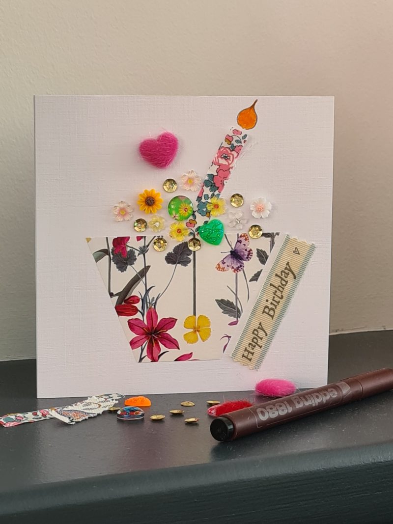 Handmade Birthday Card. Celebrate a special birthday with a cupcake!