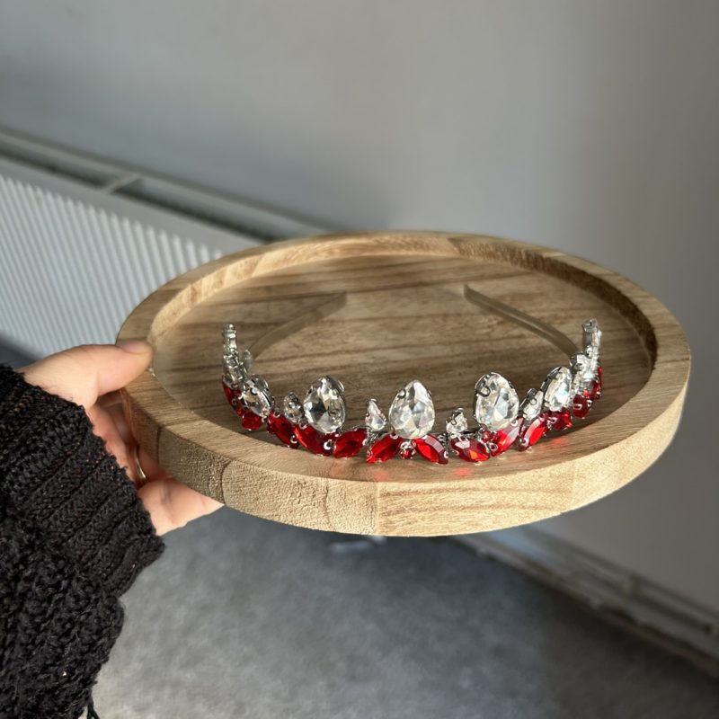 Handmade red beaded tiara