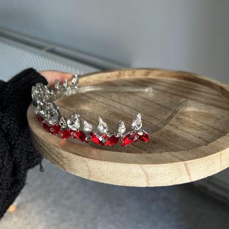 Handmade red beaded tiara