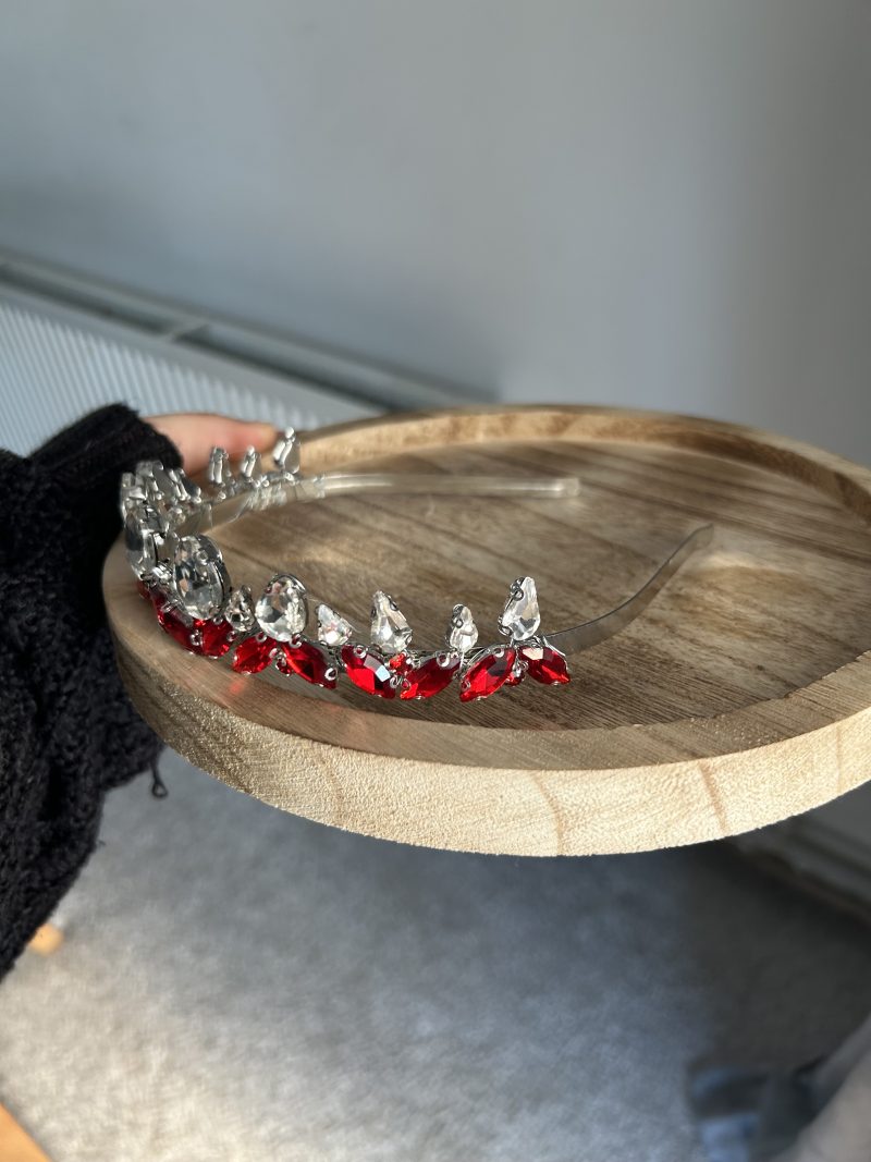 Handmade red beaded tiara