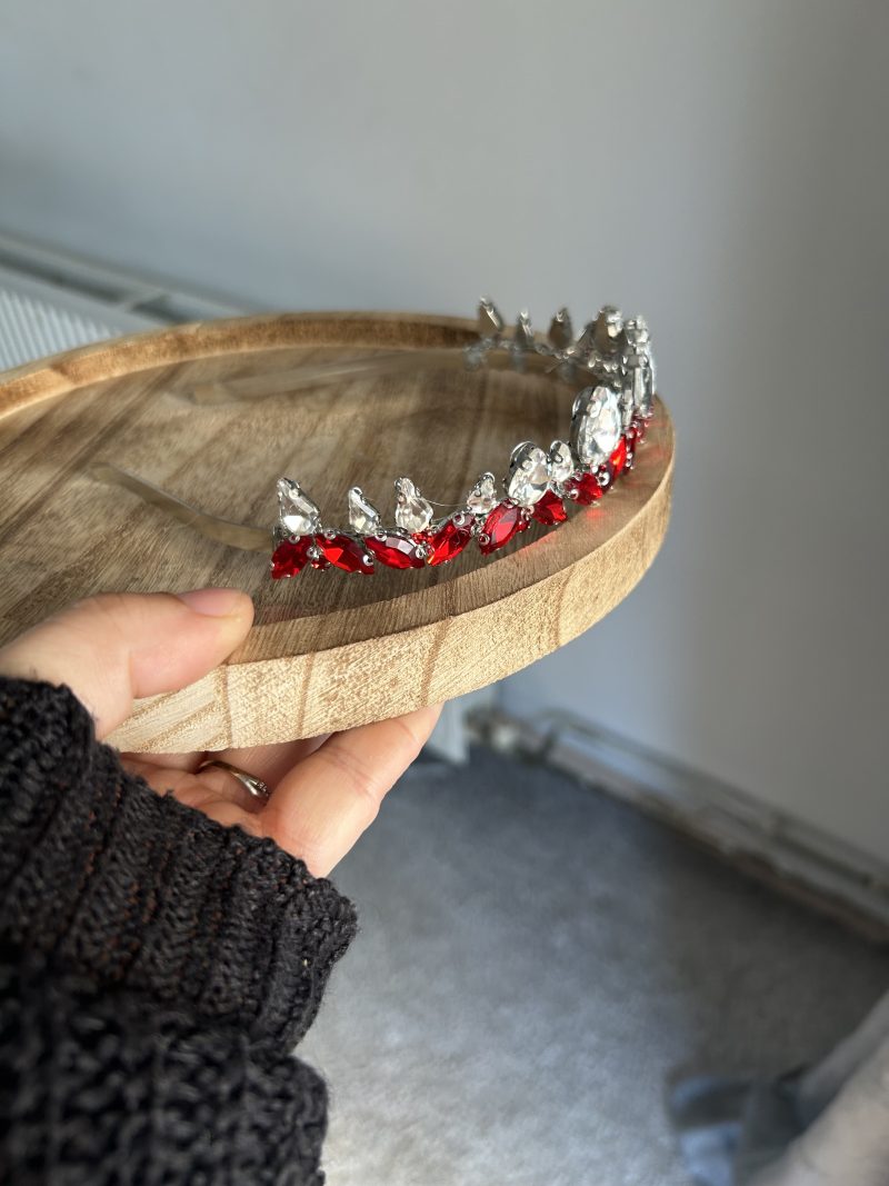 Handmade red beaded tiara