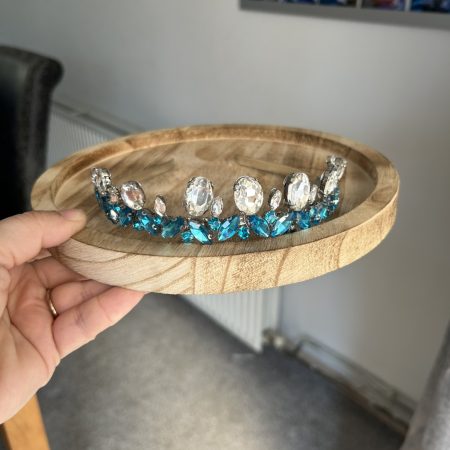 Handmade blue beaded tiara