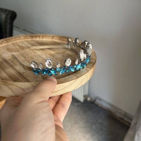 Handmade blue beaded tiara