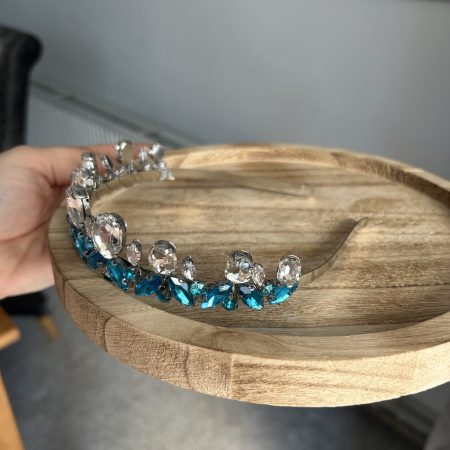 Handmade blue beaded tiara