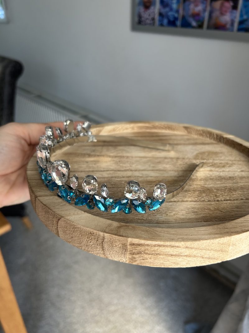 Handmade blue beaded tiara