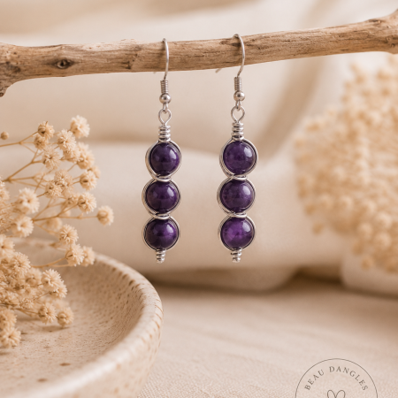 Amethyst Triple Drop Earrings