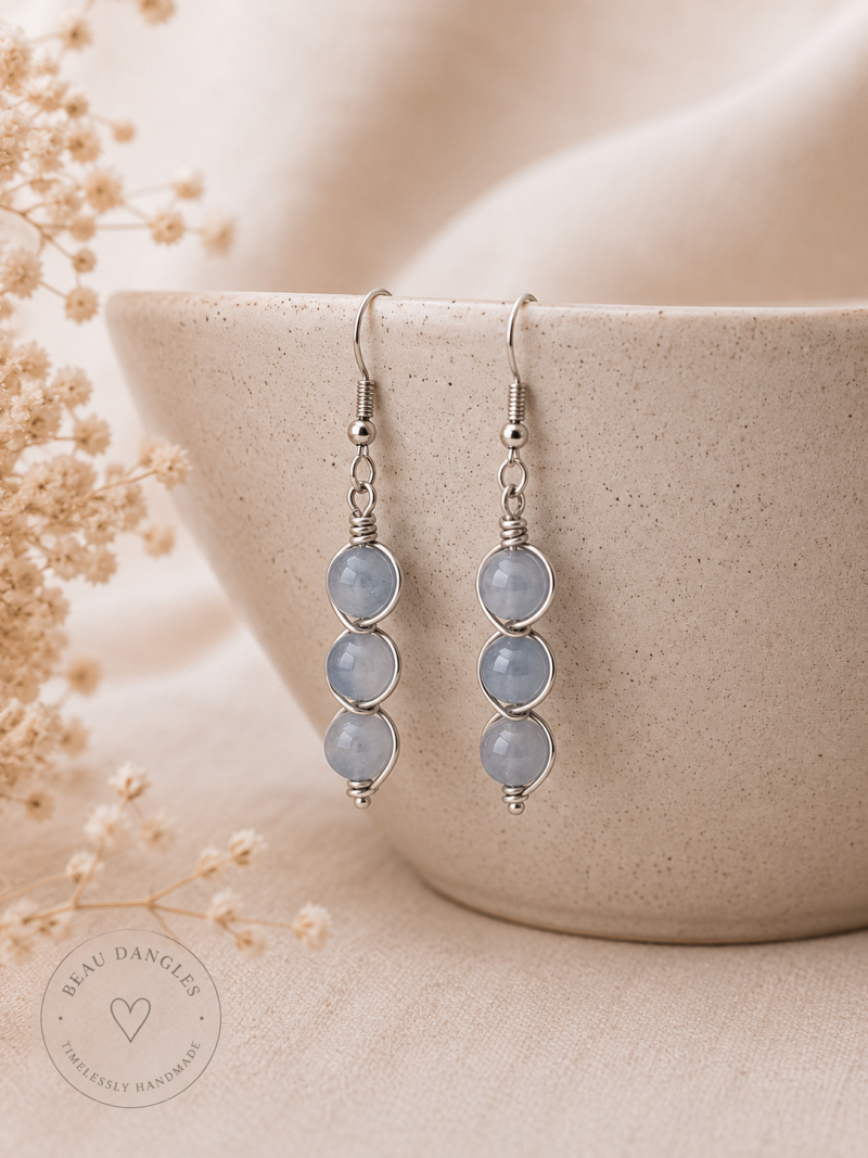 Aquamarine Triple Drop Earrings