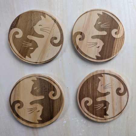 Ying Yang Cat Coaster Set