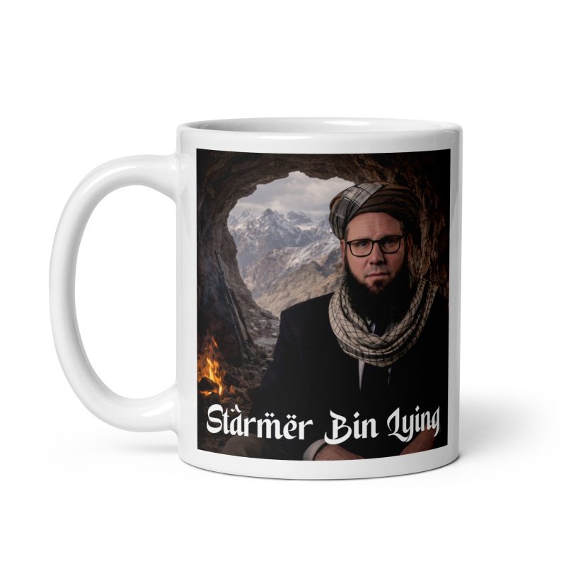 Political Satire Mug, White Ceramic 11oz, Made To Order Starmer Bin Lying Mug