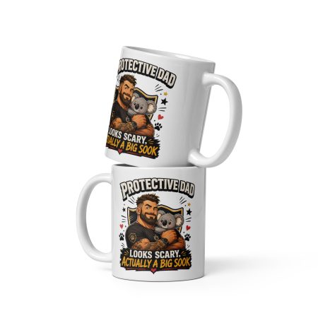 Protective Dad Mug, White Ceramic 11oz, Made To Order Funny Father’s Day Gift
