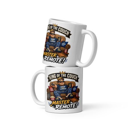 King Of The Couch Mug, White Glossy Ceramic 11oz Funny Dad Style, Made To Order