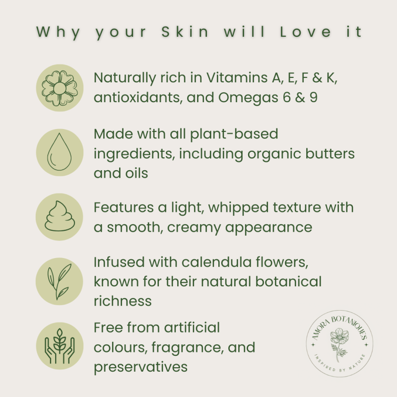 Calendula Infused Whipped Body Butter | Coconut, Jojoba, Shea
