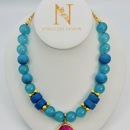 Turquoise & Fuchsia Statement Necklace