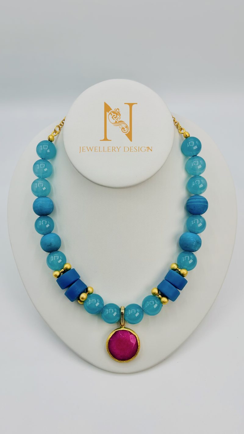 Turquoise & Fuchsia Statement Necklace