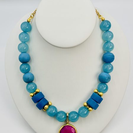 Turquoise & Fuchsia Statement Necklace