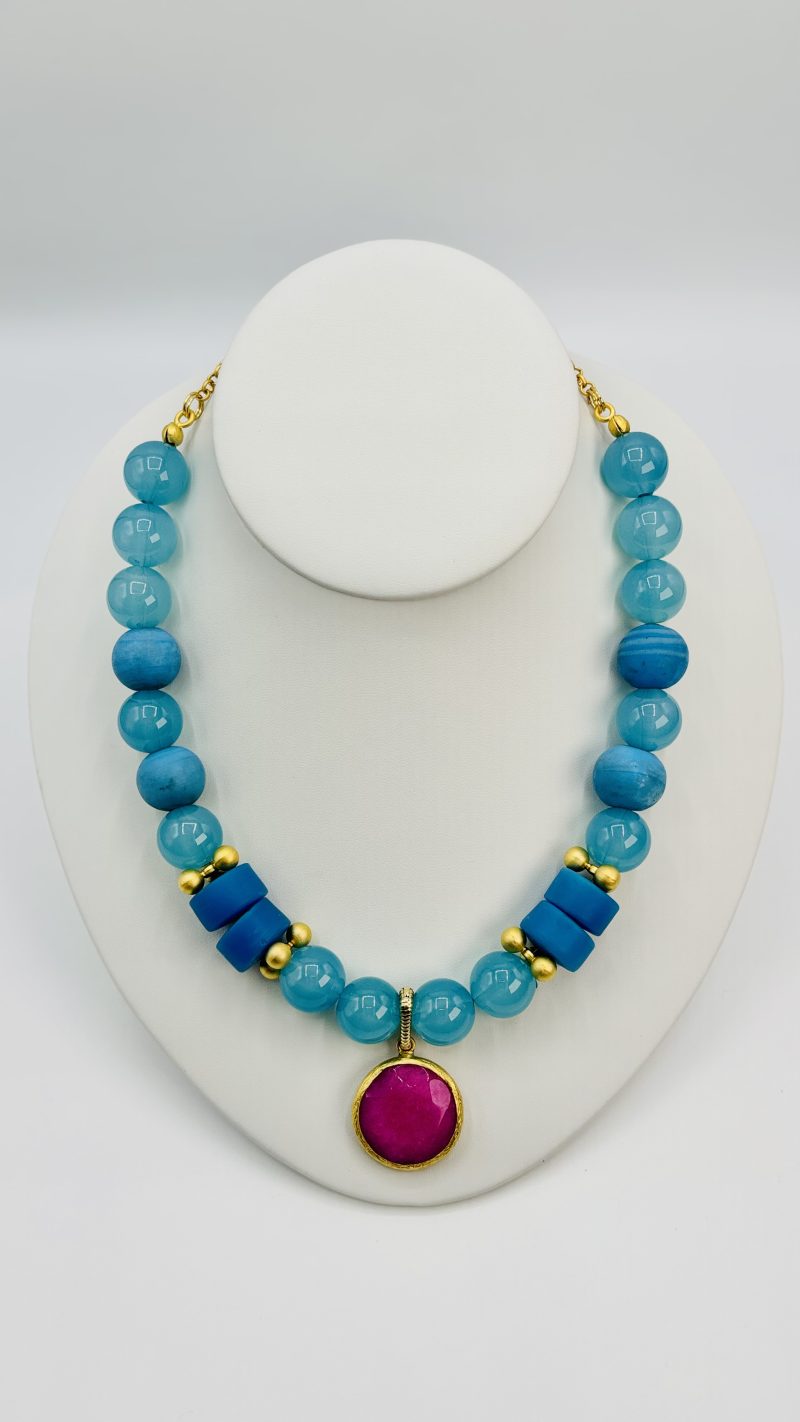 Turquoise & Fuchsia Statement Necklace