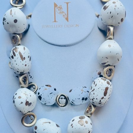 White & Gold Statement Necklace