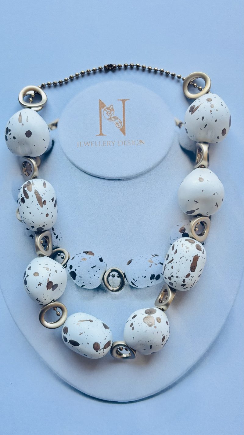 White & Gold Statement Necklace