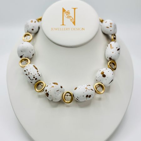 White & Gold Statement Necklace
