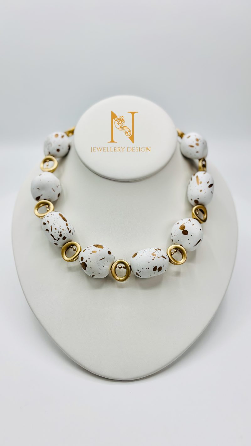 White & Gold Statement Necklace
