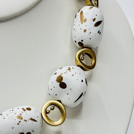 White & Gold Statement Necklace