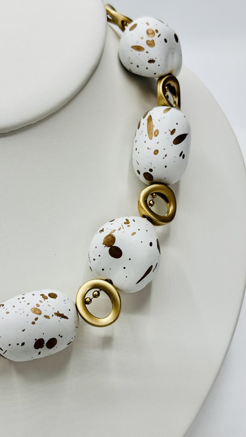 White & Gold Statement Necklace