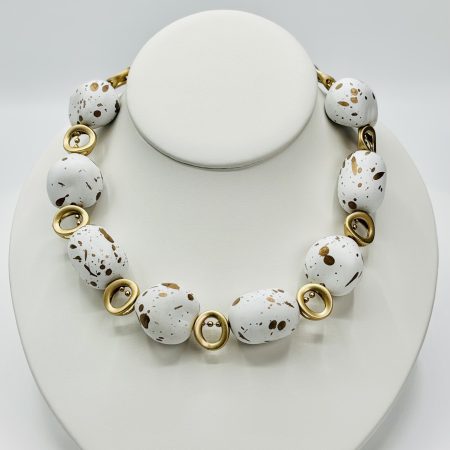 White & Gold Statement Necklace