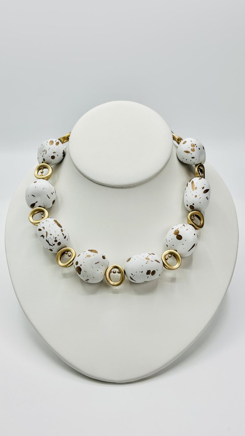 White & Gold Statement Necklace