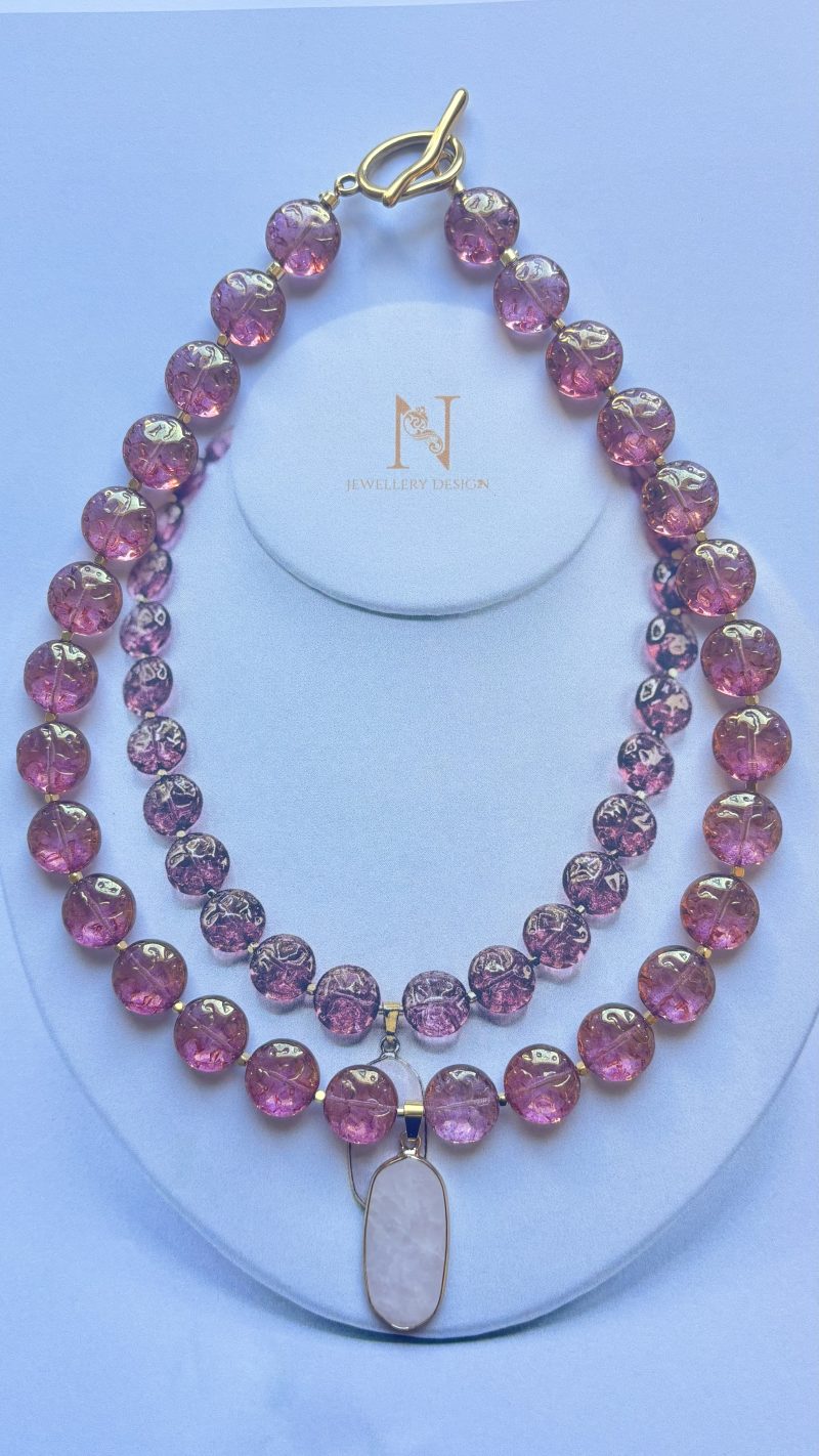 Rose Quartz Pendant Statement Necklace