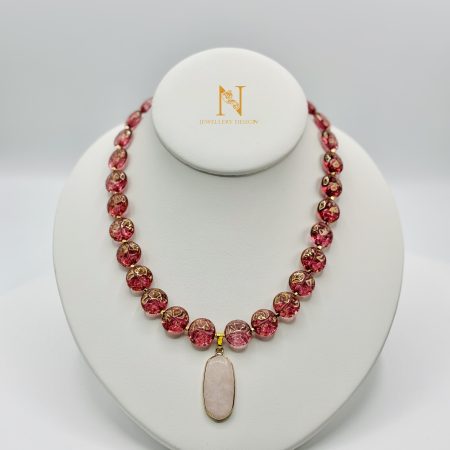 Rose Quartz Pendant Statement Necklace