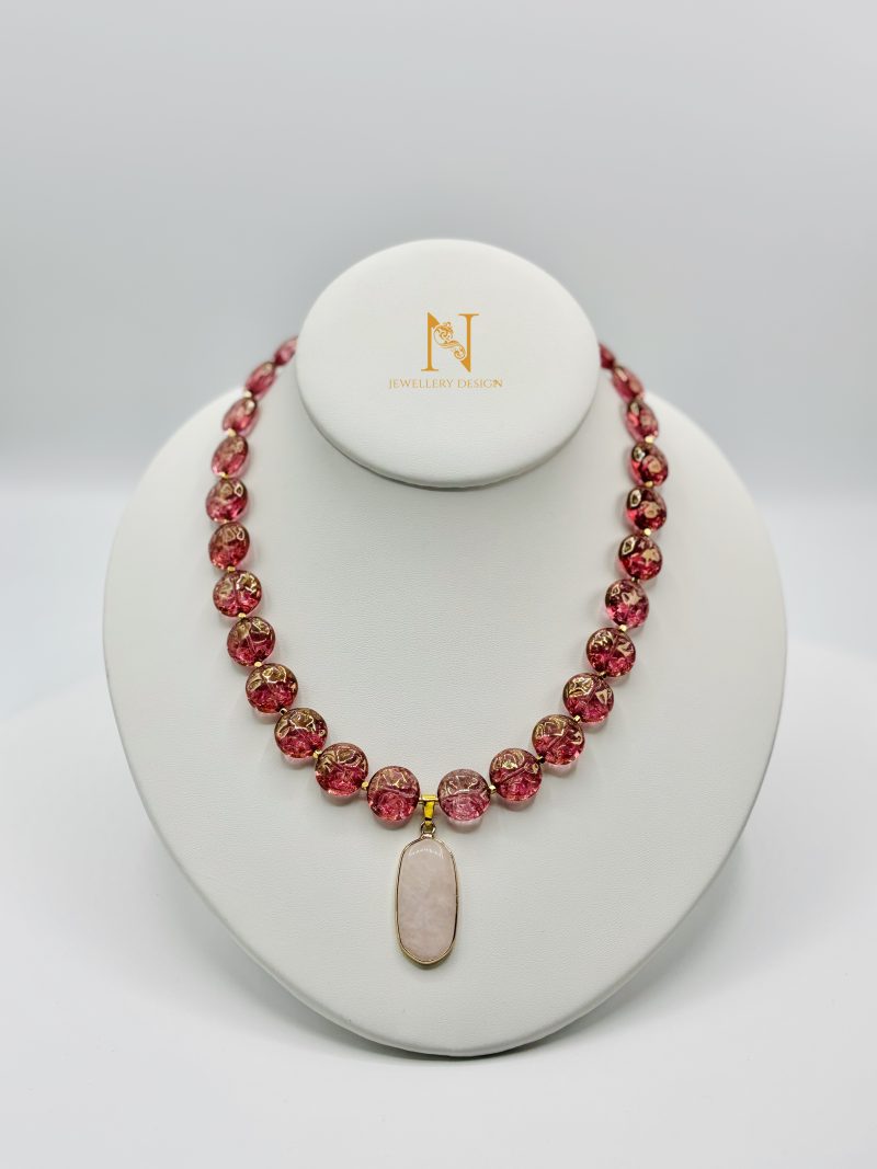 Rose Quartz Pendant Statement Necklace